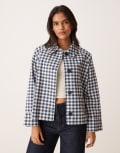 [Nobody's Child] Nobody's Child collared swing jacket in blue check L Blue Check