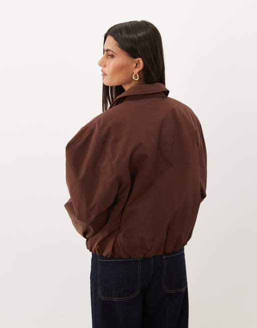 Nobody's Child collared zip down bomber jacket in brown, 4 of 4