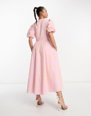 Pink Micro Gingham Starlight Midaxi Dress