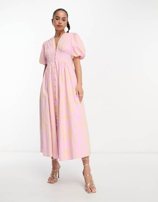 Nobody's Child - Collective Starlight - Robe mi-longue brodée - Rose, 4 de 4