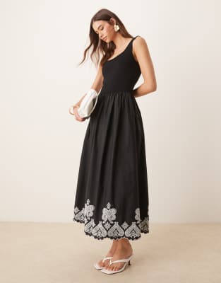 Nobody's Child - Colorado - Besticktes Midikleid in Schwarz