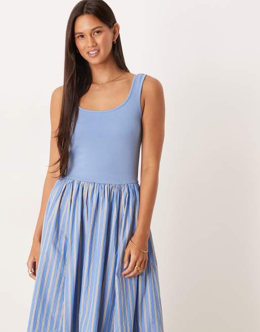 Nobody's Child Colorado cami midi dress in blue stripe, 3 of 4