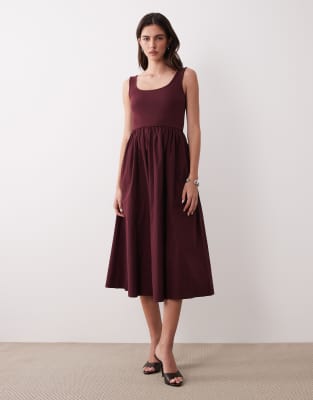 Nobody's Child - Colorado - Midikleid aus Jersey-Popeline in Burgunderrot mit U-Ausschnitt