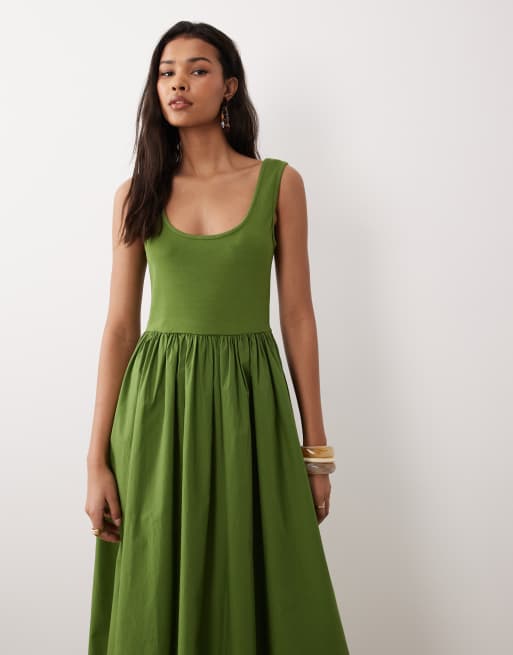 Nobody's Child - Colorado - Robe mi-longue sans manches à encolure dégagée - Vert olive, 3 de 4