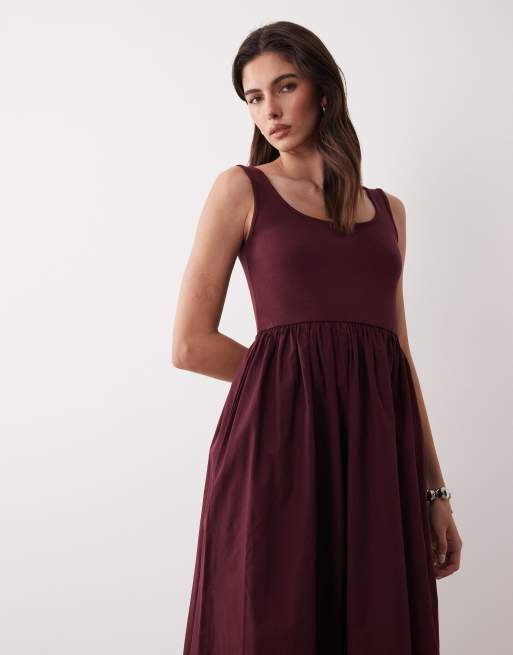 Nobody's Child - Colorado - Vestido midi burdeos sin mangas con cuello ancho, 2 de 4