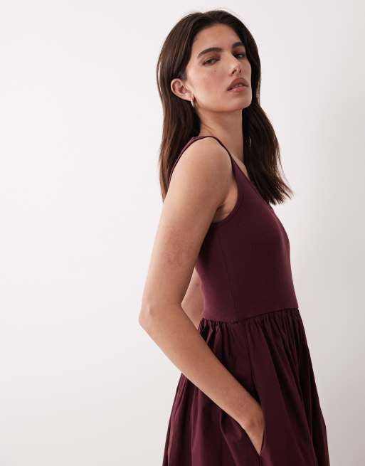 Nobody's Child - Colorado - Vestido midi burdeos sin mangas con cuello ancho, 3 de 4