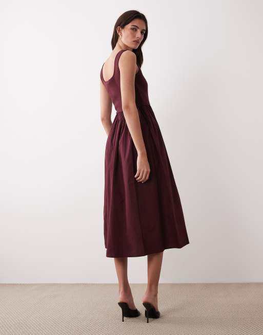 Nobody's Child - Colorado - Vestido midi burdeos sin mangas con cuello ancho, 4 de 4