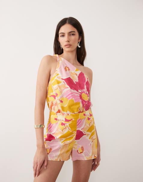 Nobody's Child – Connie – Różowe szorty mini z mieszanki lnu w kwiatowy wzór, część zestawu - view 1