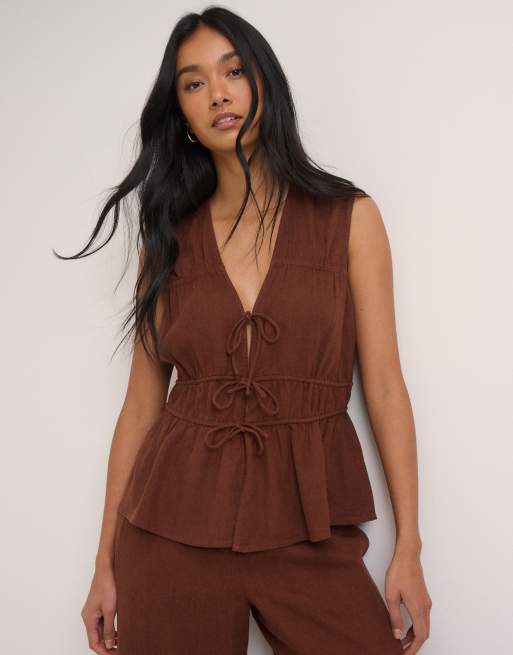 Nobody's Child - Coordinato in misto lino color cioccolato