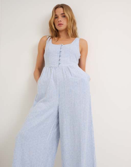 Nobody's Child – Cora – Ärmelloser Jumpsuit in Hellblau mit Nadelstreifen, 2 von 4