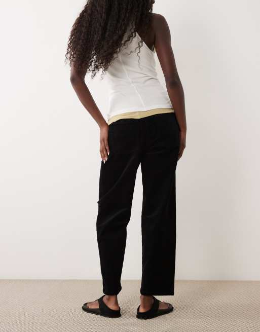 Nobody's Child cord barrel leg trousers in black, 3 of 5