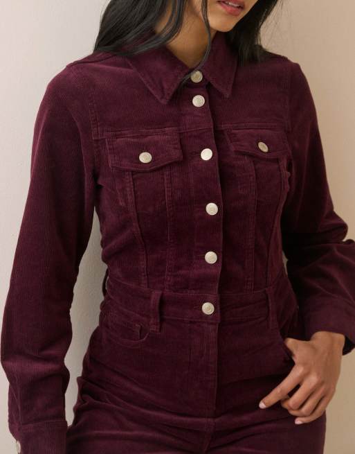 Nobody's Child Cord flared jumpsuit in burgundy, 3 of 7