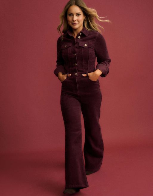 Nobody's Child Cord flared jumpsuit in burgundy, 5 of 7