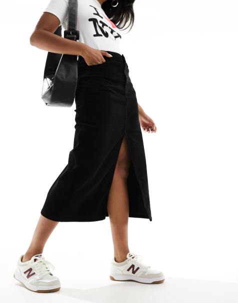 Nobody's Child cord midi skirt in black - view 1