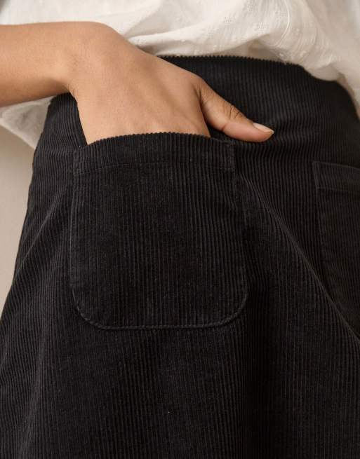 Nobody's Child Cord patch pocket mini skirt in black, 3 of 5