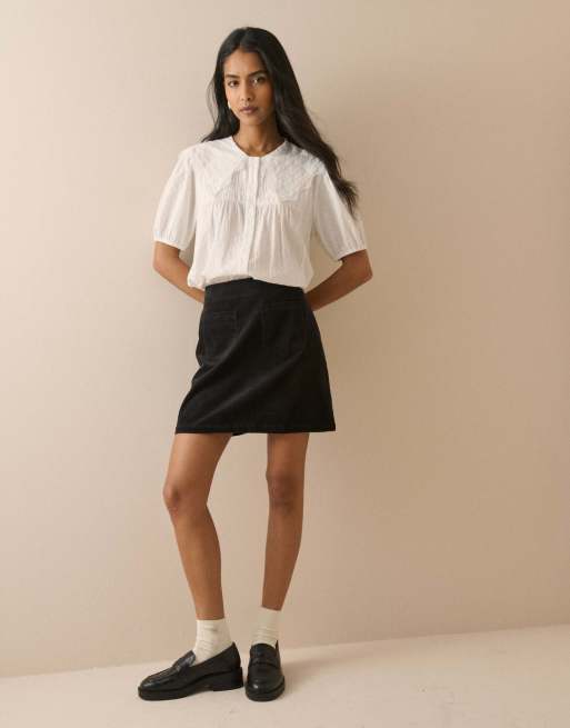 Nobody's Child Cord patch pocket mini skirt in black, 4 of 5