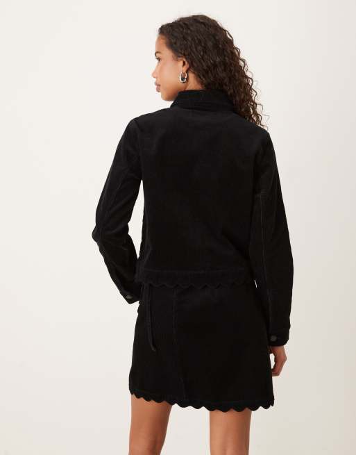 Nobody's Child – Cordjacke in Schwarz mit Muschelsaum, Kombiteil, 3 von 4