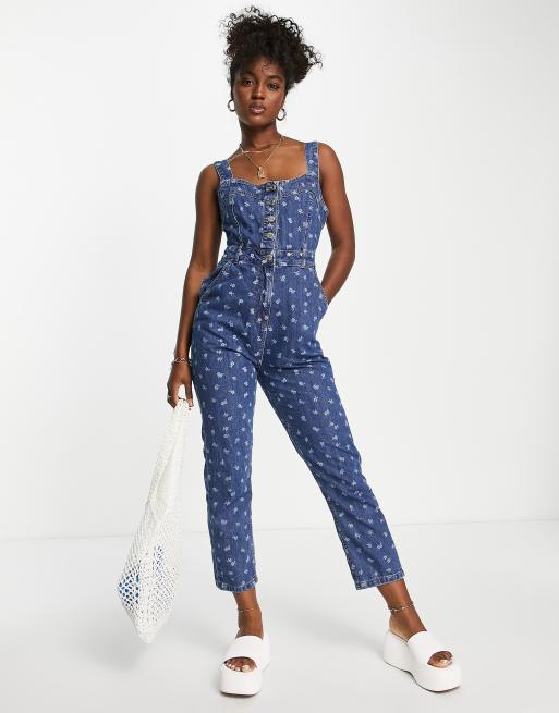 Cotton sales denim jumpsuit