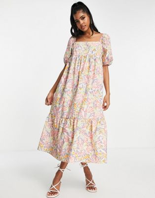 Nobody's Child cotton Kendall square neck dress in multicolour - MULTI