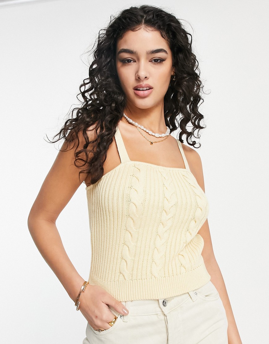 Nobody's Child cotton knit cami top in lemon yellow - YELLOW