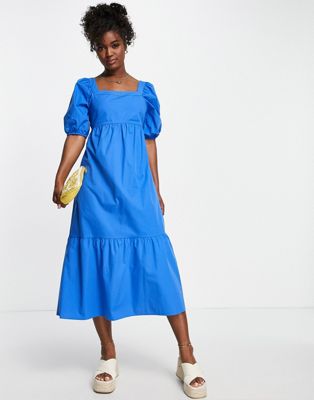 Nobody's Child cotton Loretta tie back dress in blue - MBLUE - ASOS Price Checker