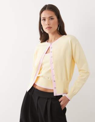 Nobody's Child Crew Neck Constrast Hem Button Down Cardigan In Multi