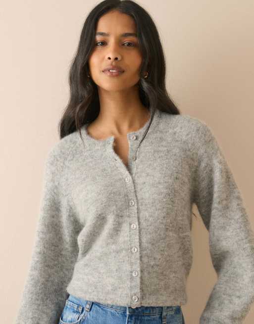 Nobody's Child Crew neck wool-blend cardigan in grey, 4 of 5