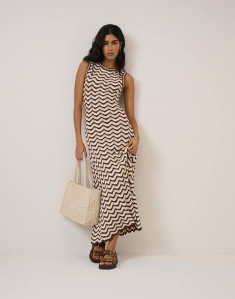 Nobody's Child Crochet cotton knitted midi dress in multi - view 1