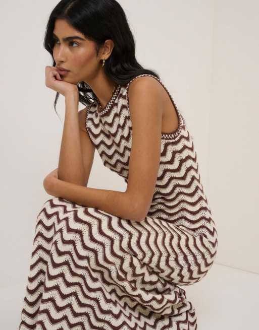 Nobody's Child Crochet cotton knitted midi dress in multi, 2 of 7