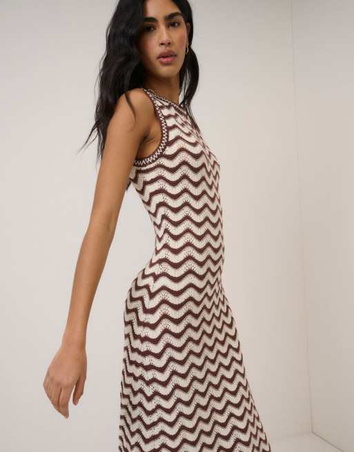 Nobody's Child Crochet cotton knitted midi dress in multi, 4 of 7