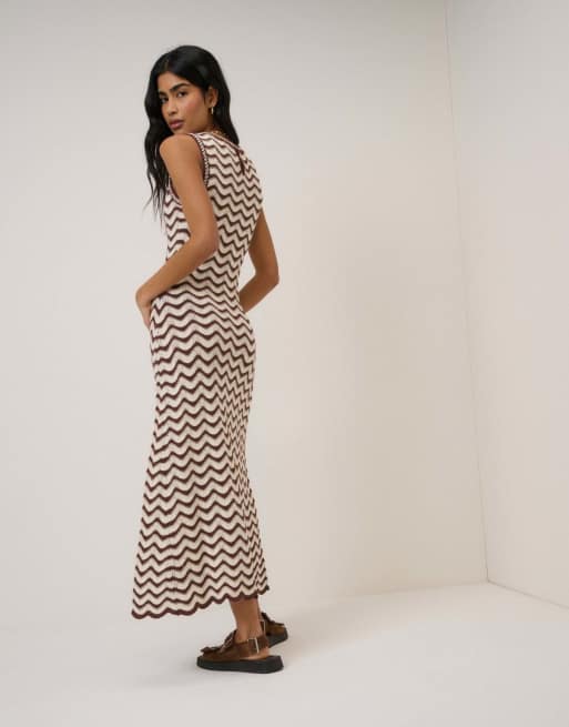 Nobody's Child Crochet cotton knitted midi dress in multi, 7 of 7
