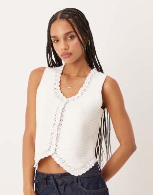 Nobody's Child Nobody's Child crochet knitted waistcoat in white