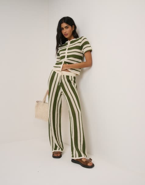 Nobody's Child crochet resort co-ord in green stripe - view 1