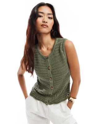 Nobody's Child crochet waistcoat in green