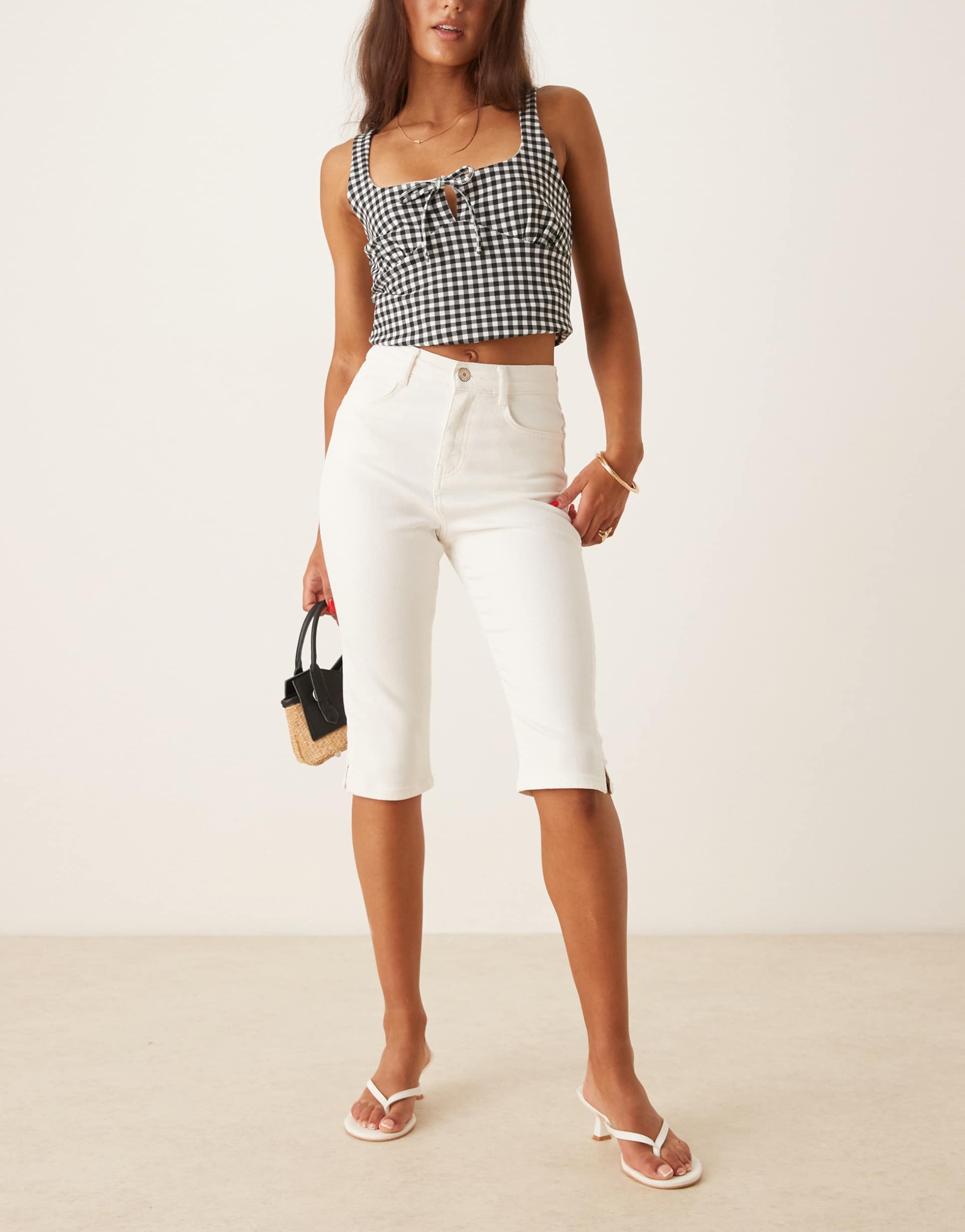 nobody's child cropped pedal pusher jeans in white