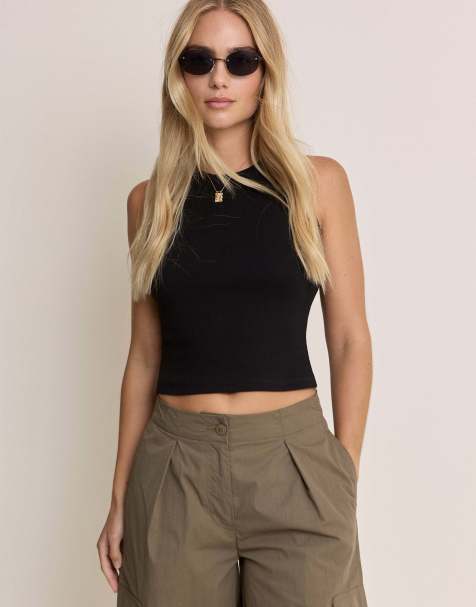 Nobody's Child Cropped racer vest in black - view 1