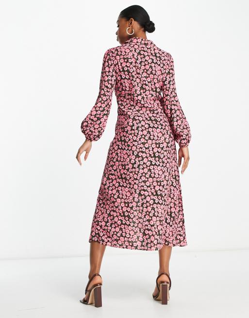 Nobody's Child Daisy collared midi tea dress in fuchsia bloom, 2 of 4