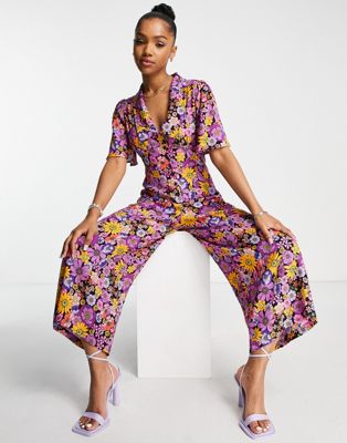Nobody's Child Daisy floral print jumpsuit in lilac - ASOS Price Checker
