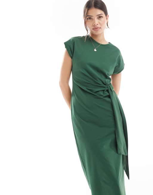 Nobody's Child Dakota knot detail midi Challenger dress in green