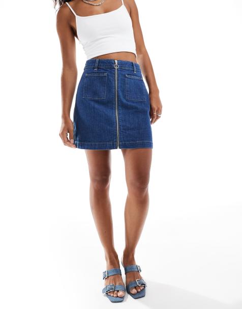 Nobody's Child Dalston denim mini skirt with zip detail in blue co-ord - view 1
