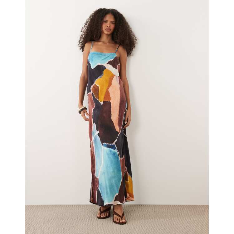 chinese dress ladies Anneka Scarf-Detail Cut-Out Halterneck Maxi Dress in Warm Peach
