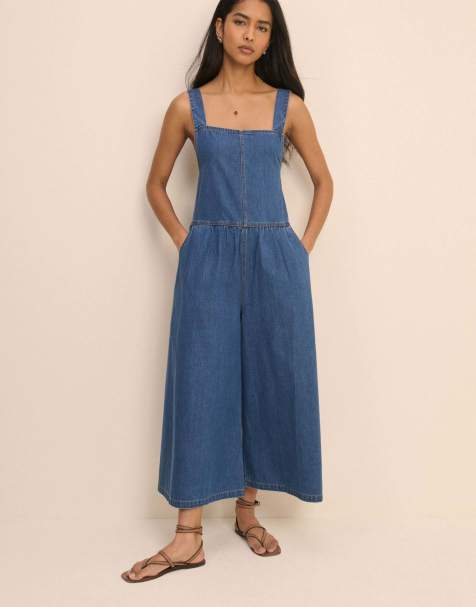 Nobody's Child Dark wash denim cropped ralph jumpsuit in denim - view 1