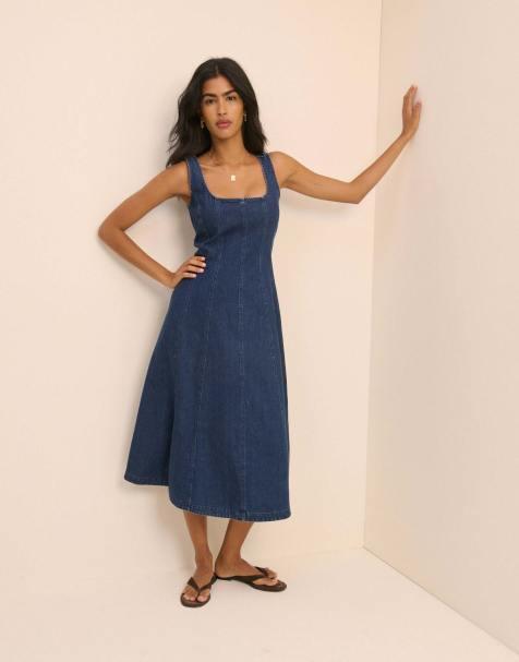 Nobody's Child Dark wash denim rowe midi dress in denim - view 1