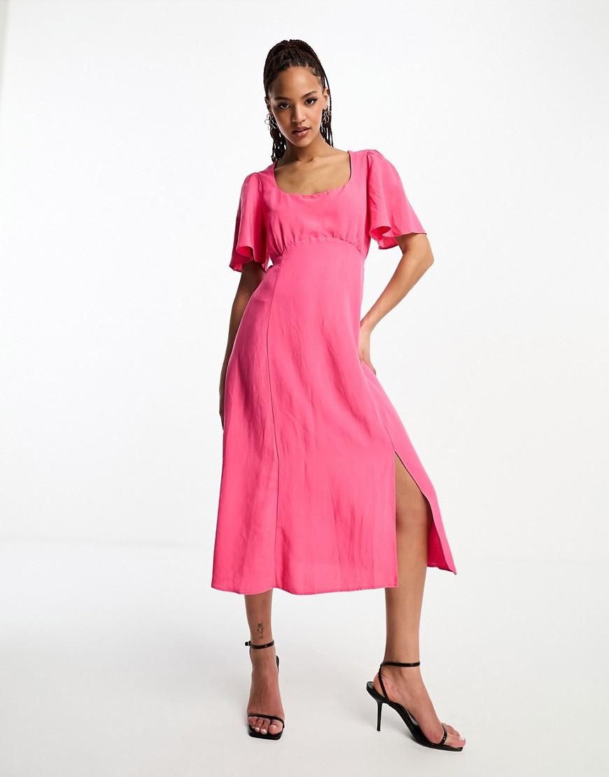 Nobody’s Child Dee Dee linen blend midi dress in pink