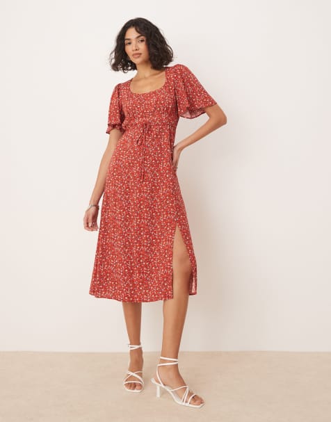 Nobody's Child – Dee Dee – Midi-Freizeitkleid in Rot geblümt - view 1