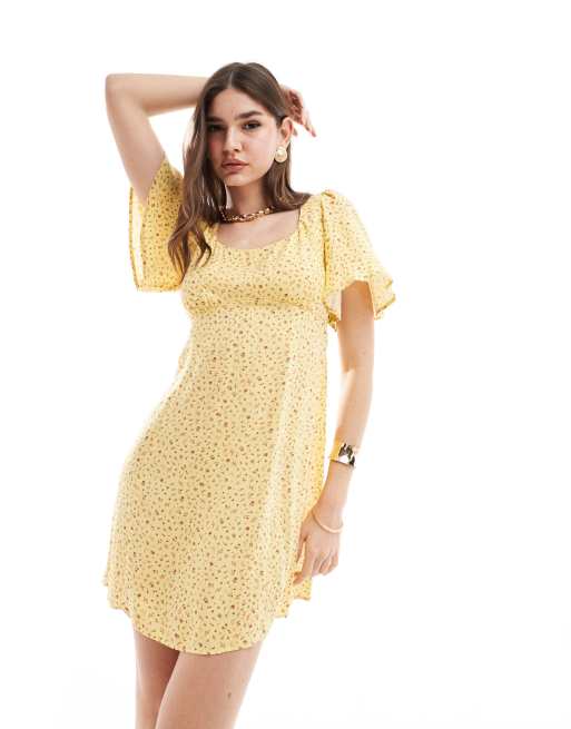 Nobody's Child Dee Dee mini dress in ditsy yellow
