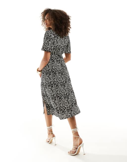Nobody's Child - Dee Dee - Vestito midi nero e bianco con stampa con ghirigori, 4 di 4