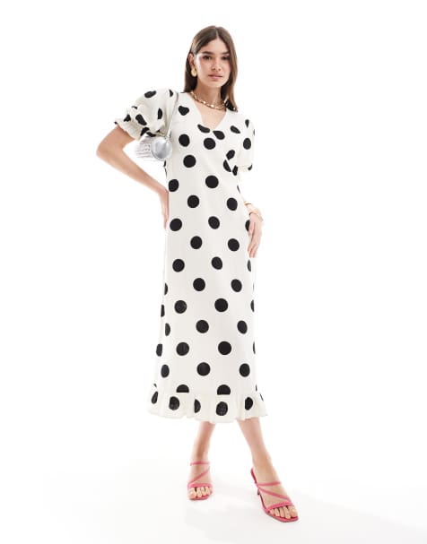Nobody's Child Delila linen midi dress in spot print - view 1