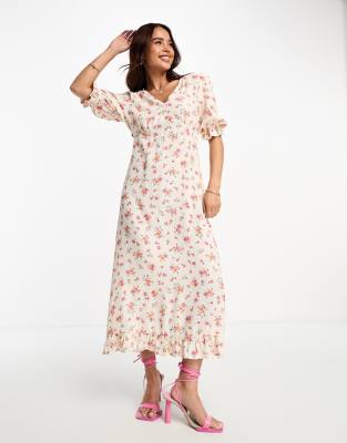 Nobody's Child Nobody's Child Delilah floral midi dress in ivory floral-White