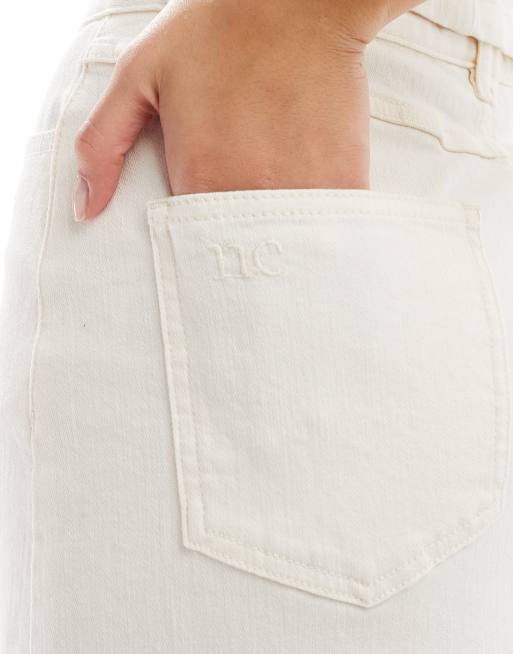 Nobody's Child Denim high waist midi skirt co-ord in cream , 3 of 5